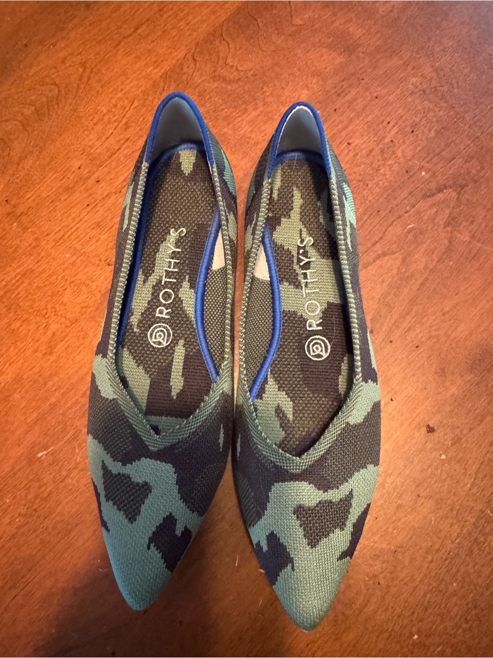 Rothy's Green Camo Pointed-Toe Flats